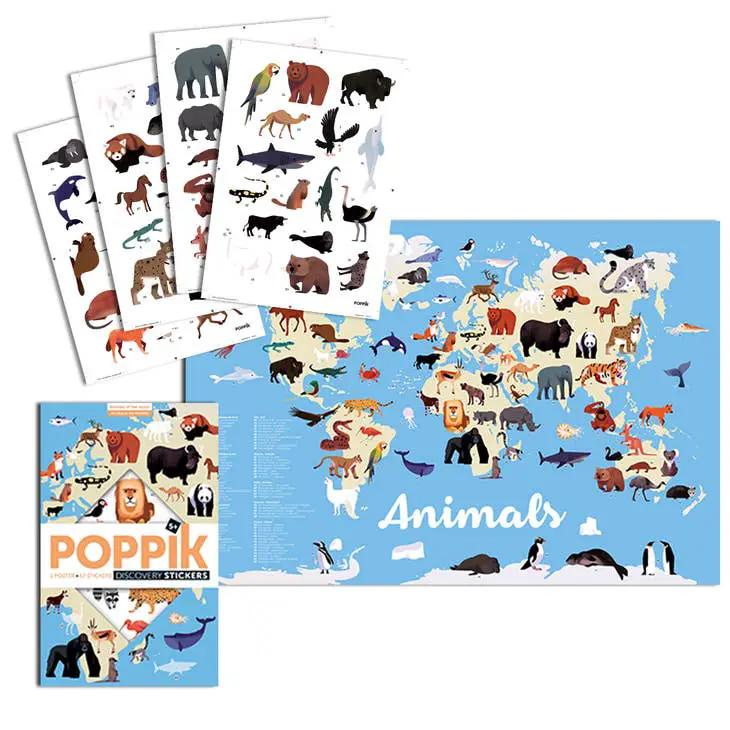Les animaux du monde - Poster en stickers - Discovery 5+ by POPPIK