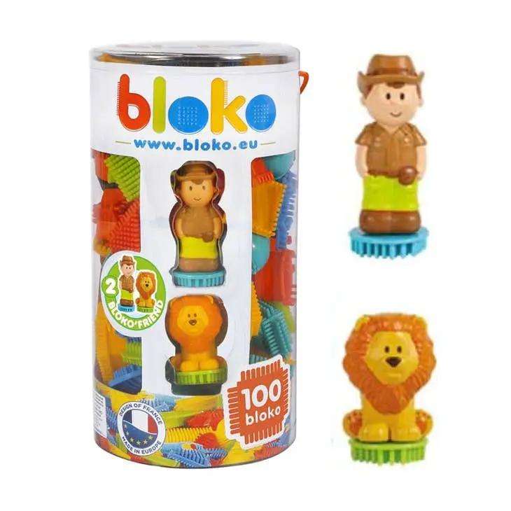 Tube 100 Bloko + 2 Figurines 3D Jungle - BLOKO 503663 by Bloko
