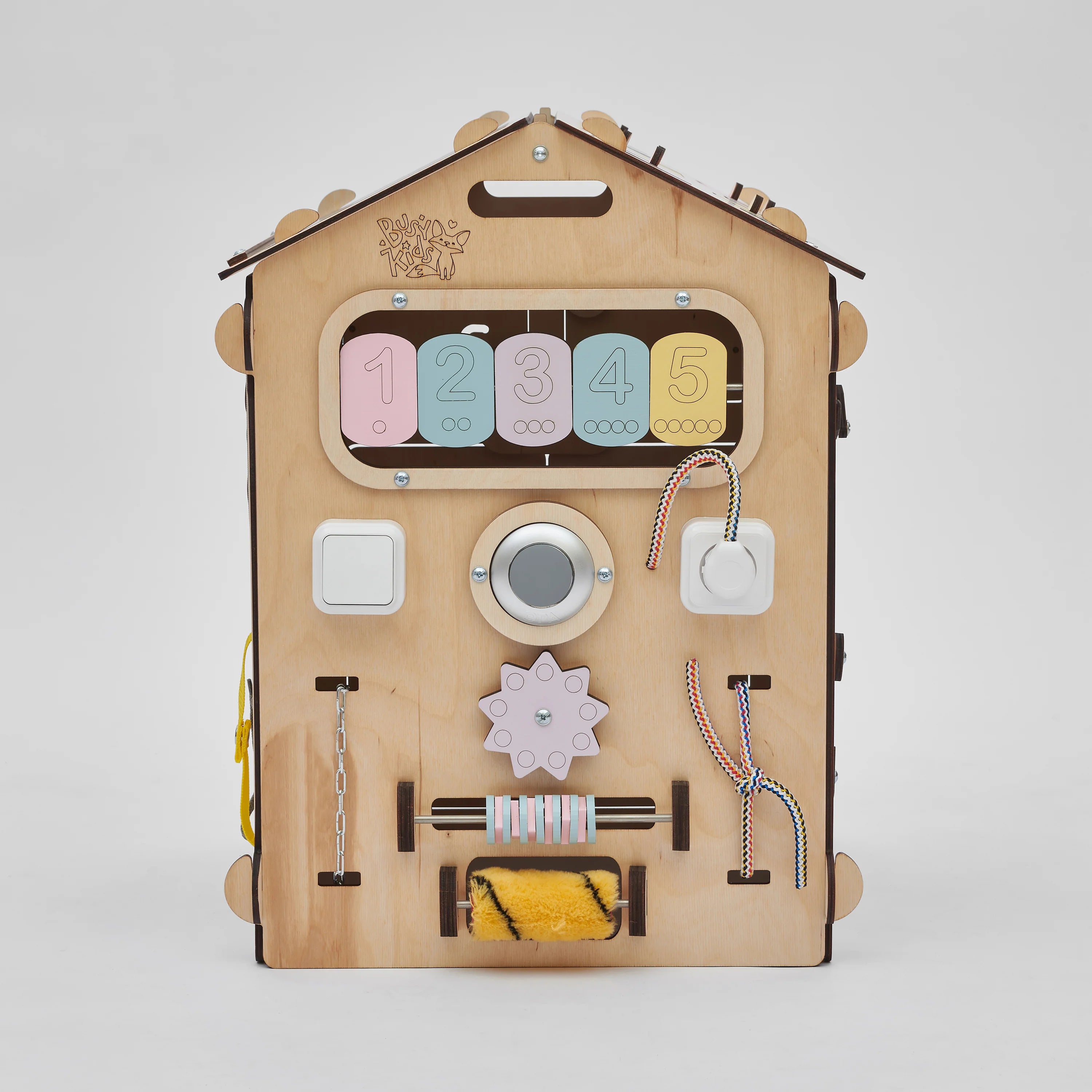 BusyKids - Maisonnette Éducative Couleurs Pastel Édition Limitée - Bois Natura - 12 à 18 mois  BusyKids BusyKids - Maisonnette Éducative Couleurs Pastel Édition Limitée - Bois Natura - 12 à 18 mois myplayground