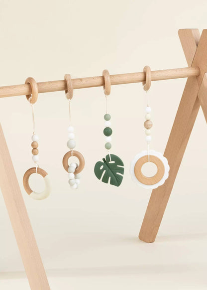 Ensemble de hochets à suspendre en bois et en silicone pour Play Arch (4)