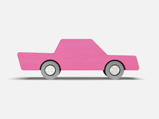 Petite voiture en bois, aller-retour, rose