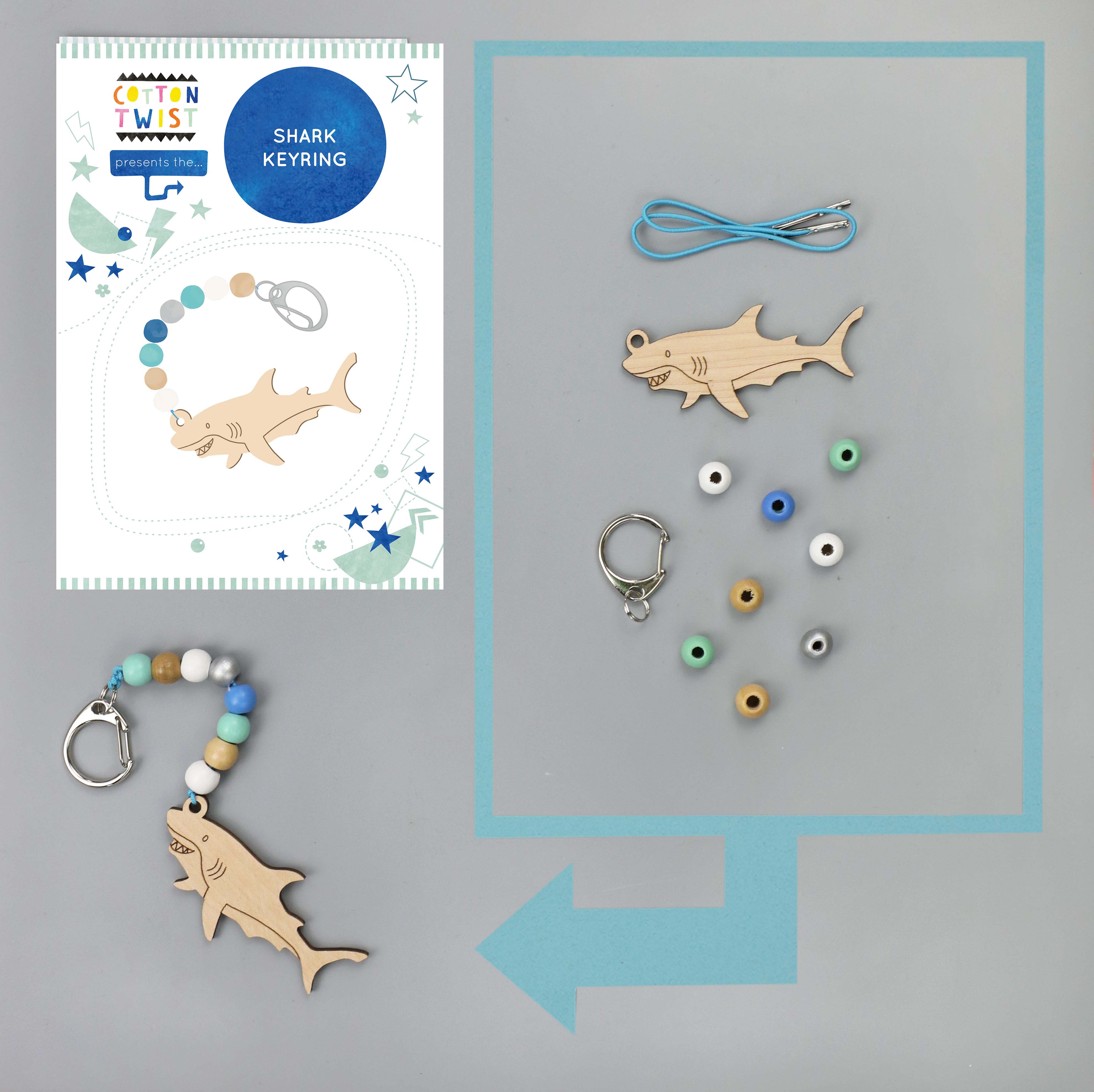 Créez votre propre kit de porte-clés en forme de requin  Cotton Twist Créez votre propre kit de porte-clés en forme de requin myplayground