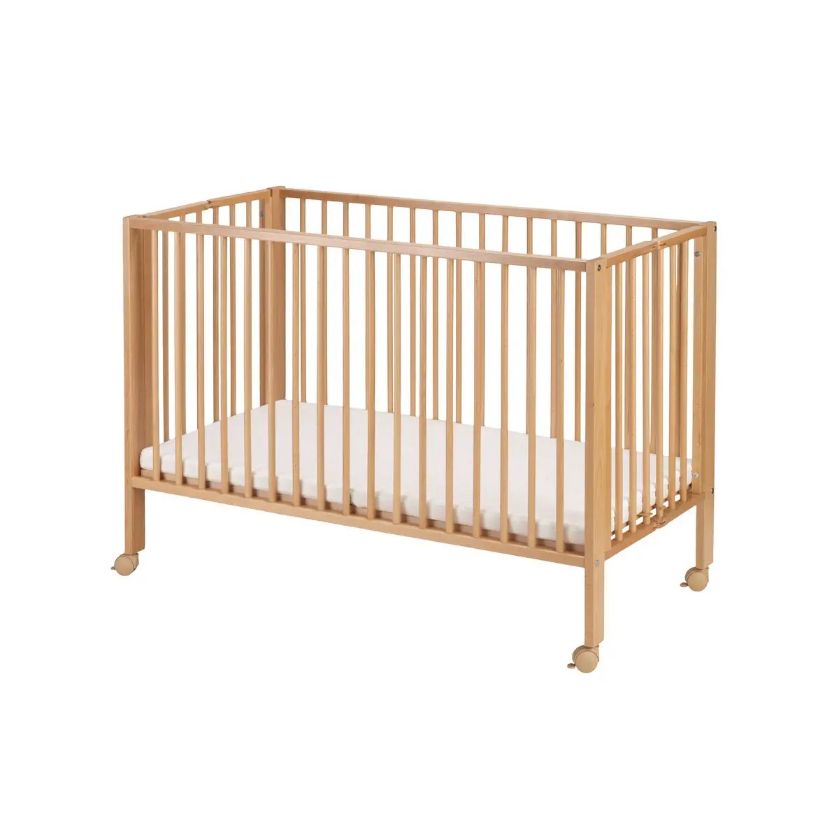 Lit de voyage pliant en hêtre naturel, 120x60 cm – tiSsi – vue 3