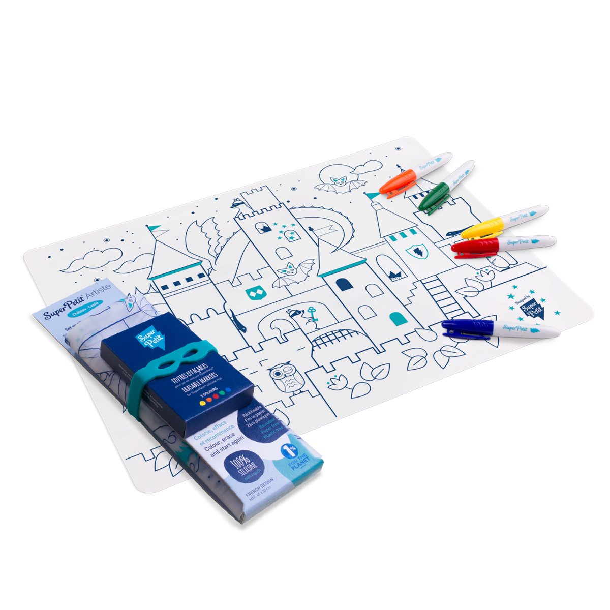 Jeu éducatif: Set de table en silicone CHATEAU -réutilisable  SuperPetit Jeu éducatif: Set de table en silicone CHATEAU -réutilisable myplayground