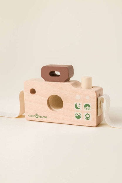 Appareil Photo en Bois avec Sac - Jouet Éducatif