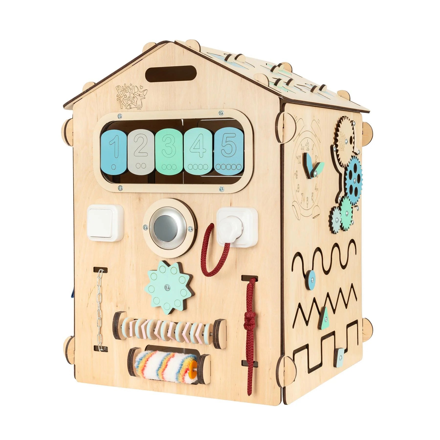BusyKids - Maisonnette Éducative Couleurs Menthe Édition Limitée - Bois Natura - 12 à 18 mois  BusyKids  myplayground