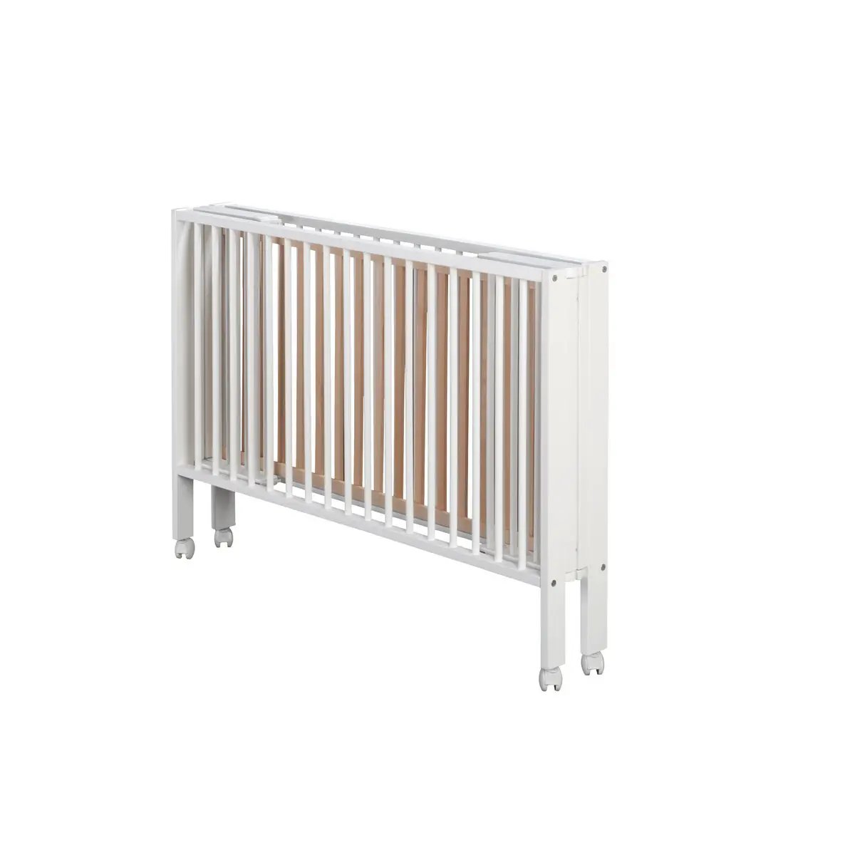 Lit de voyage pliant Jori en hêtre blanc, 120x60 cm – tiSsi