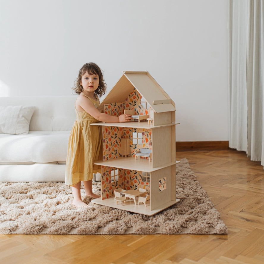 Maison de Poupée en Bois à Trois Étages/Maison de Poupée Moderne - Milin  Milin  myplayground