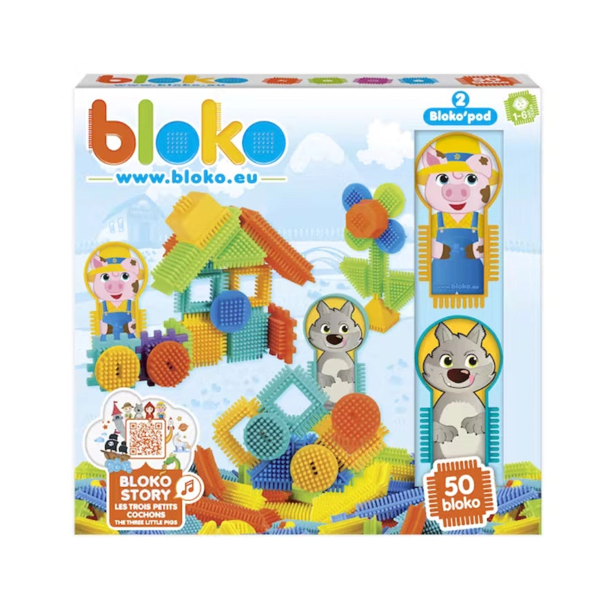 Coffret 50 Bloko - 3 Petits Cochons & le Loup - Bloko  Bloko Coffret 50 Bloko - 3 Petits Cochons & le Loup - Bloko myplayground