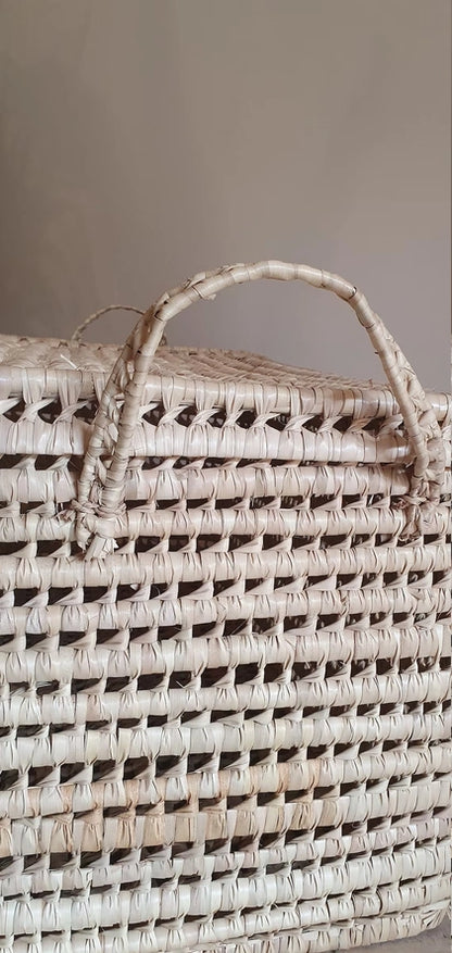 Coffre de Rangement en Osier - Feuille de Palmier - Melecraft