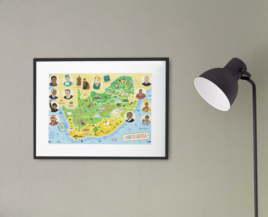 Affiche de carte de l'Afrique du Sud - Decoration enfant (A3)