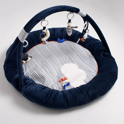 Tapis d'Éveil Marinière - Velours Bleu Baby Sailor - Sauthon