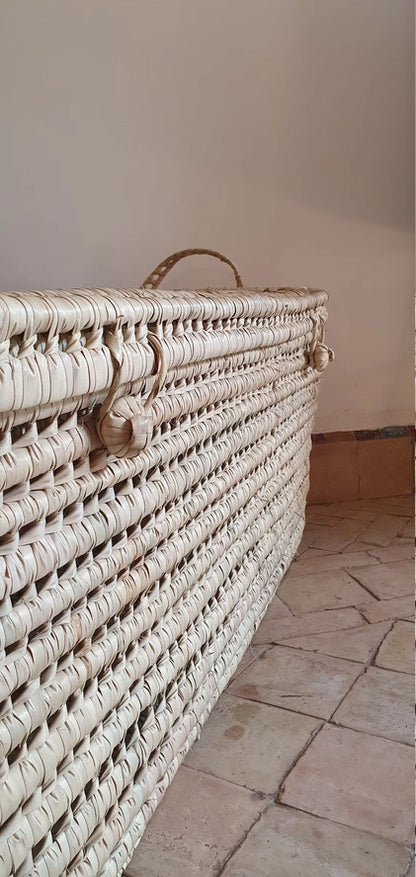 Coffre de Rangement en Osier - Feuille de Palmier - Melecraft