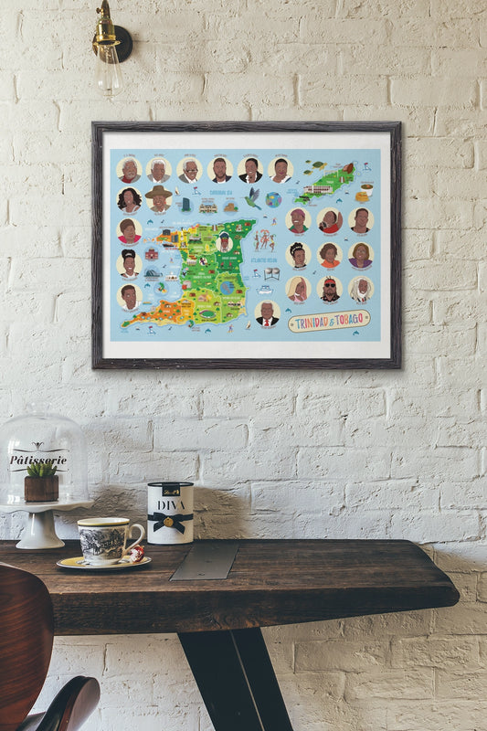 Affiche cartographique de Trinité-et-Tobago - Decoration pour enfant
