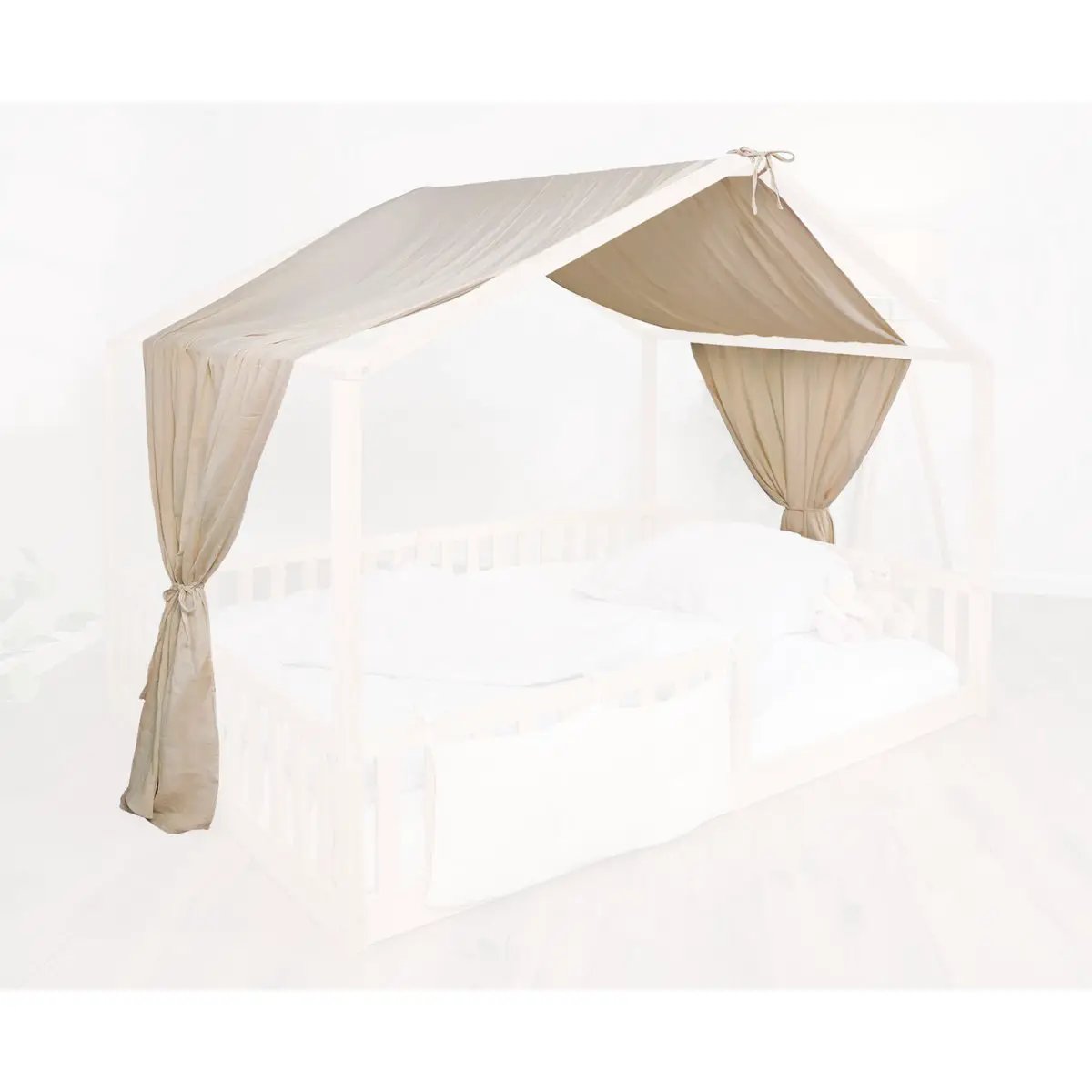 Ciel de lit en mousseline crème pour lit cabane 120-140x200 cm – tiSsi