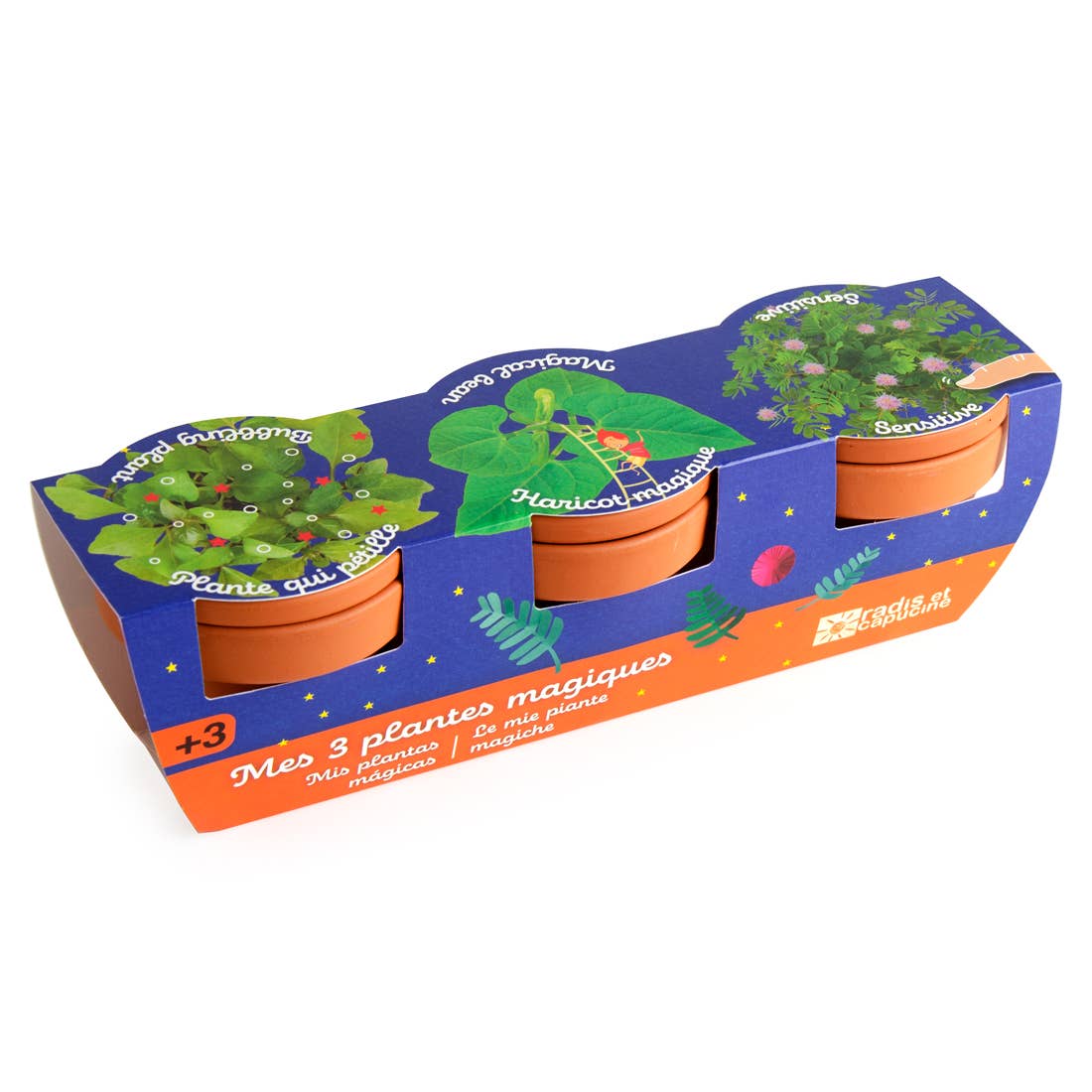 Trio 3 pots plantes magiques - Kit créatif de jardinage Enfant  Radis Et Capucine Trio 3 pots plantes magiques - Kit créatif de jardinage Enfant myplayground