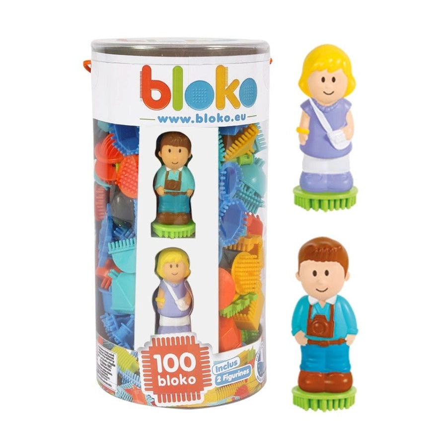 Tube 100 Bloko + 2 Figurines 3D Famille - Bloko  Bloko Tube 100 Bloko + 2 Figurines 3D Famille - Bloko myplayground