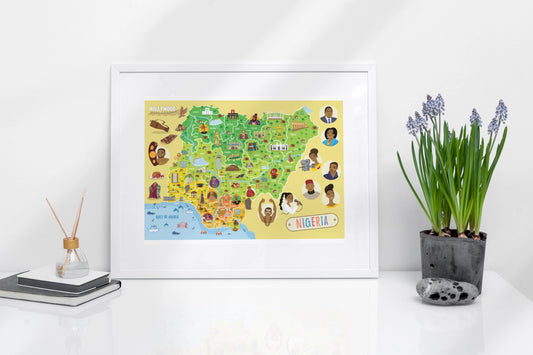 Affiche cartographique du Nigeria (A3) - Decoration enfant