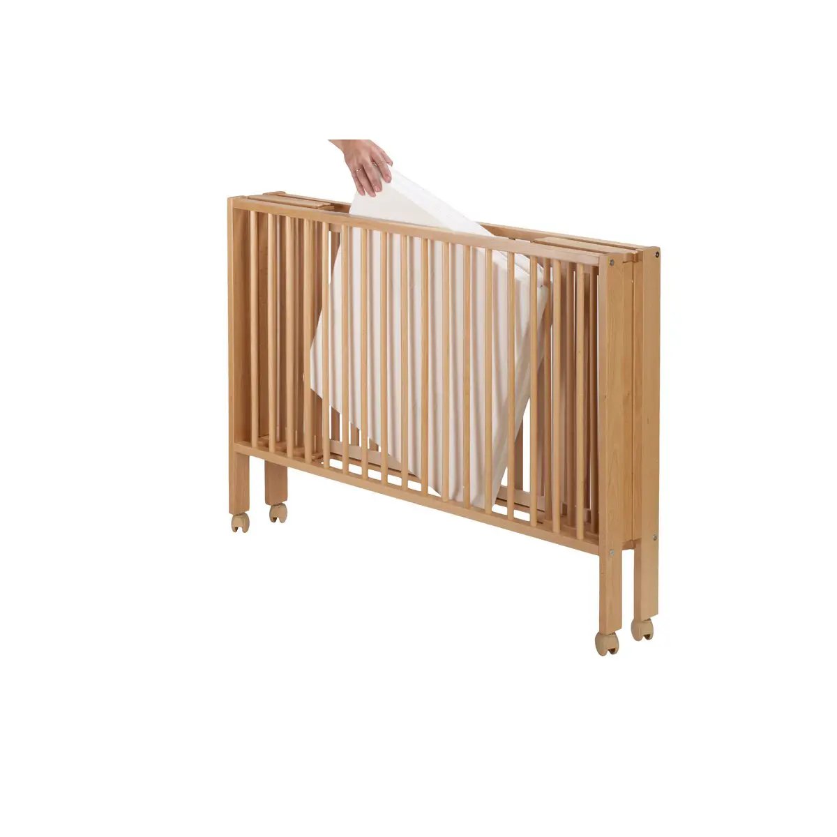Lit de voyage pliant en hêtre naturel, 120x60 cm – tiSsi – vue 2