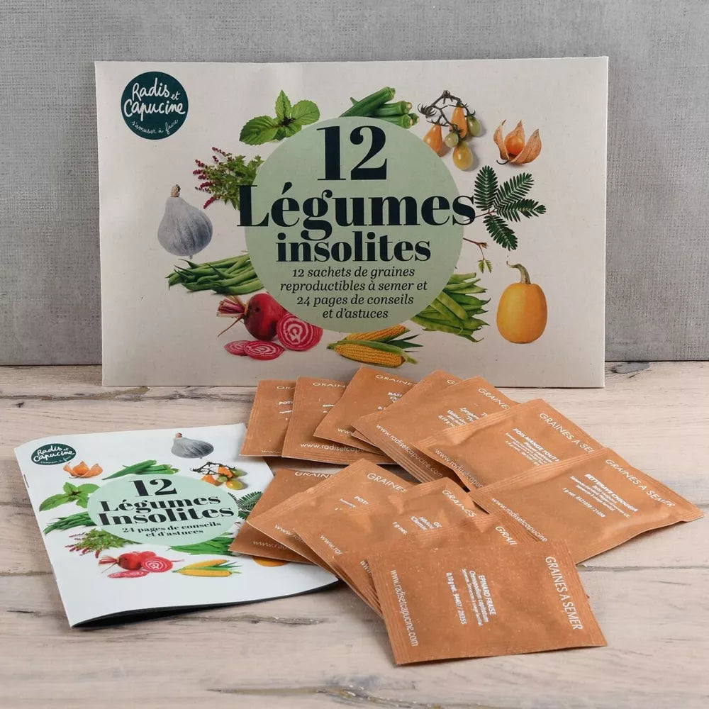Enveloppe de 12 sachets - Légumes insolites jardinage Radis Et Capucine Enveloppe de 12 sachets - Légumes insolites myplayground