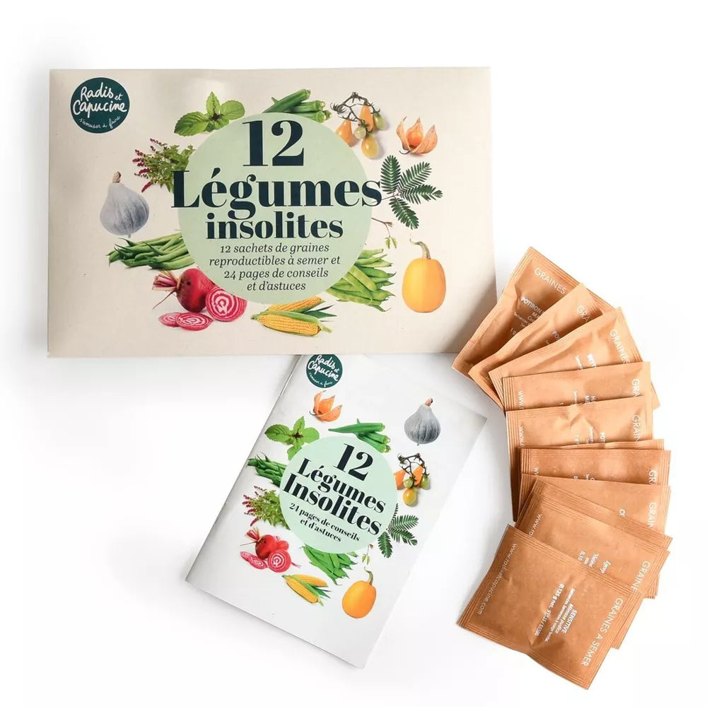 Enveloppe de 12 sachets - Légumes insolites jardinage Radis Et Capucine Enveloppe de 12 sachets - Légumes insolites myplayground