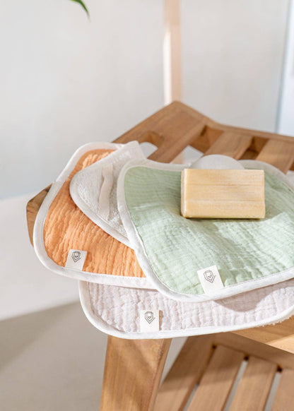 Gant de toilette 100 % coton biologique (paquet de 3) - SEAFOAM, MOUSE & S