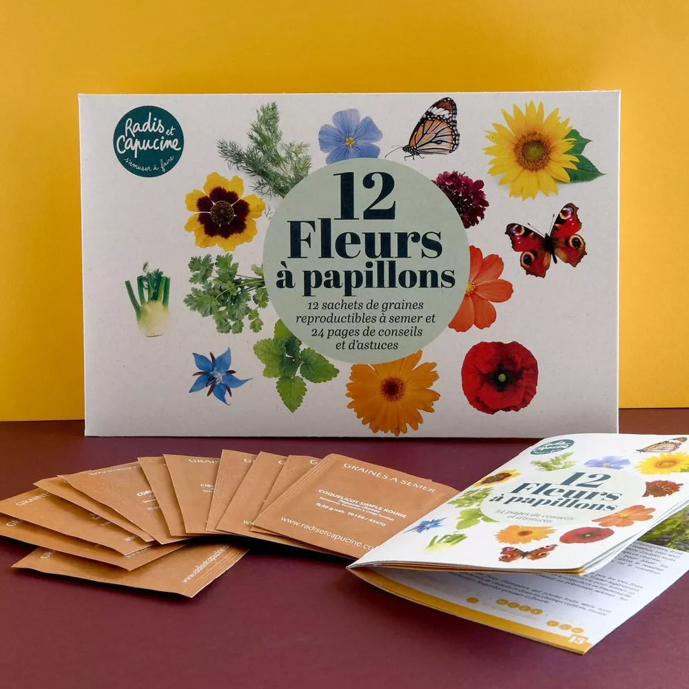 Enveloppe de 12 sachets - Fleurs à papillons jardinage Radis Et Capucine Enveloppe de 12 sachets - Fleurs à papillons myplayground