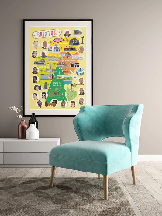 Affiche cartographique de Brixton - Decoration enfant (A3)