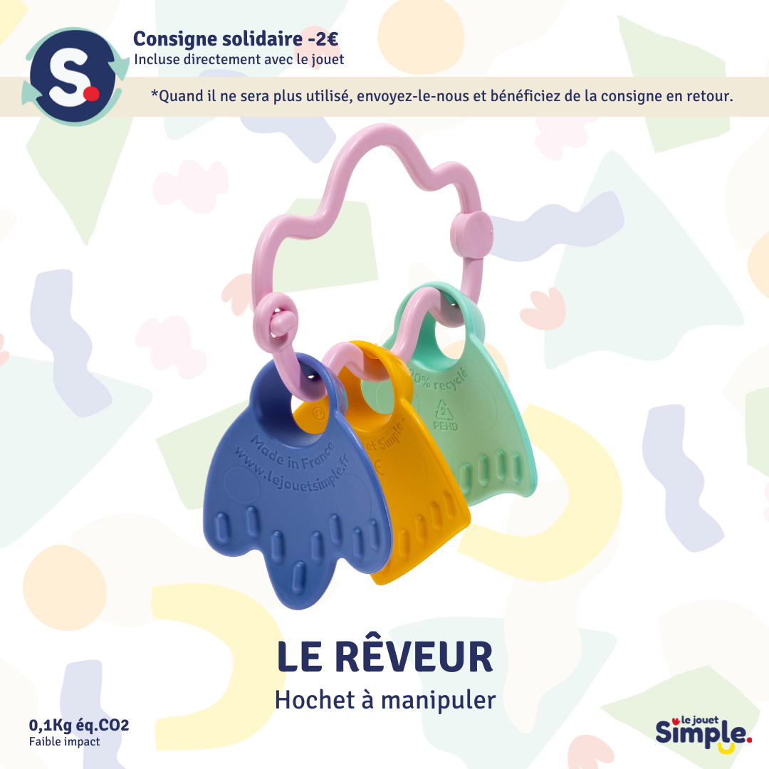 Le rêveur Hochet à manipuler Made in France  Le Jouet Simple Le rêveur Hochet à manipuler Made in France myplayground