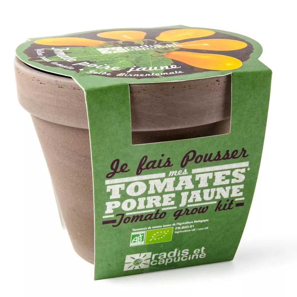 Pot Terre cuite Basalte 13cm - Tomate poire jaune Bio - Radis et Capucine jardinage Radis Et Capucine Pot Terre cuite Basalte 13cm - Tomate poire jaune Bio - Radis et Capucine myplayground