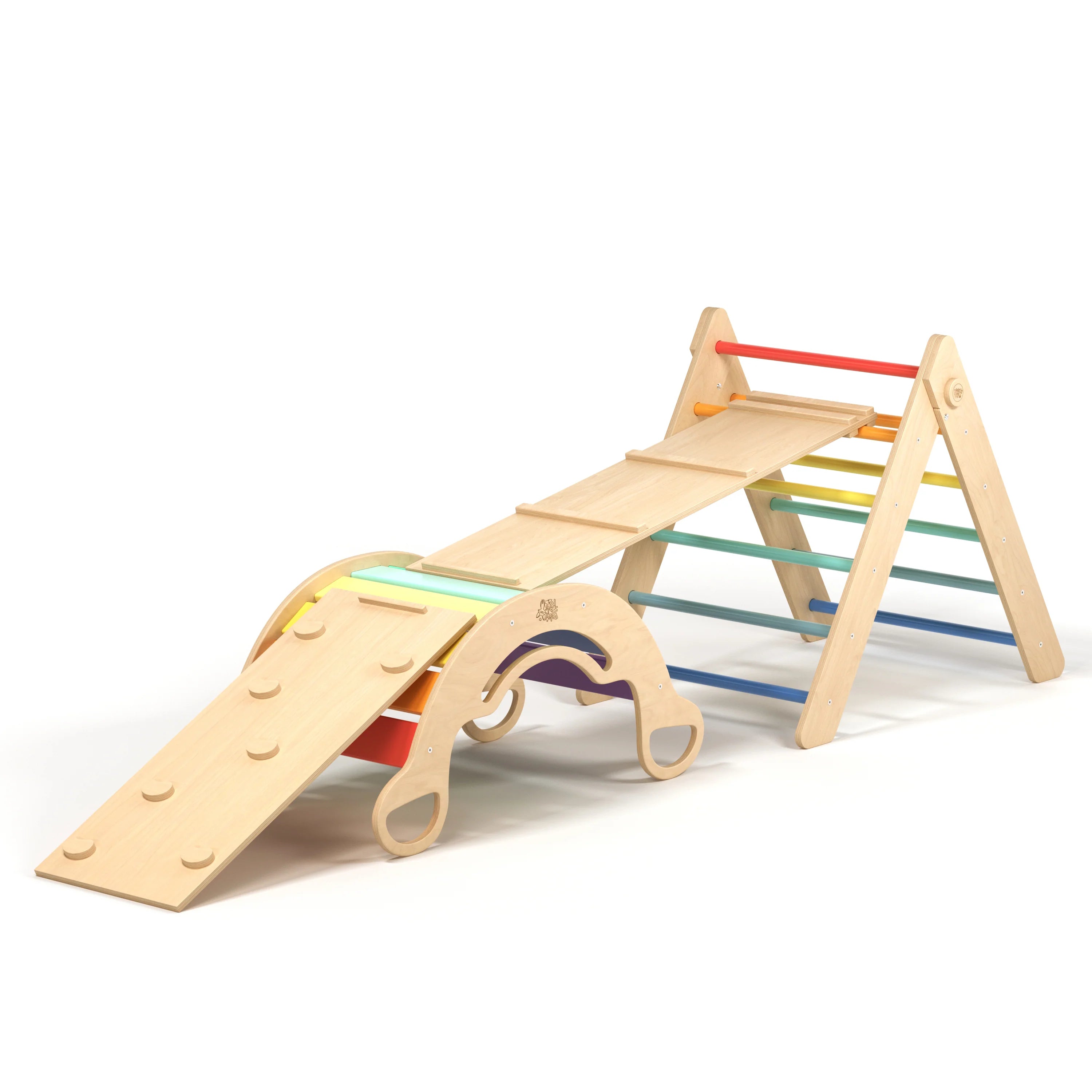 BusyKids - Ensemble (grand) Triangle Pikler + 2 Planches à Double Face + Bascule d'Équilibre Couleur Arc-en-ciel - Bois Natura - 12 à 18 mois  BusyKids BusyKids - Ensemble (grand) Triangle Pikler + 2 Planches à Double Face + Bascule d'Équilibre Couleur Arc-en-ciel - Bois Natura - 12 à 18 mois myplayground