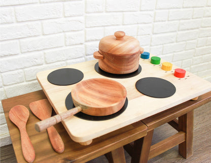 Ensemble de casseroles et poêles en acajou QToys