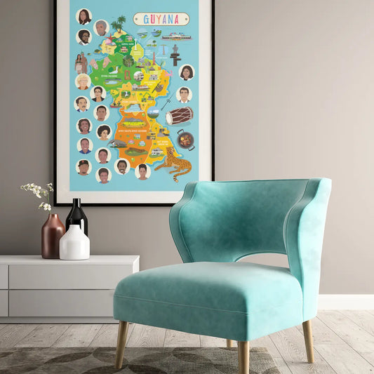 Affiche cartographique de la Guyane - Jeu éducatif enfant