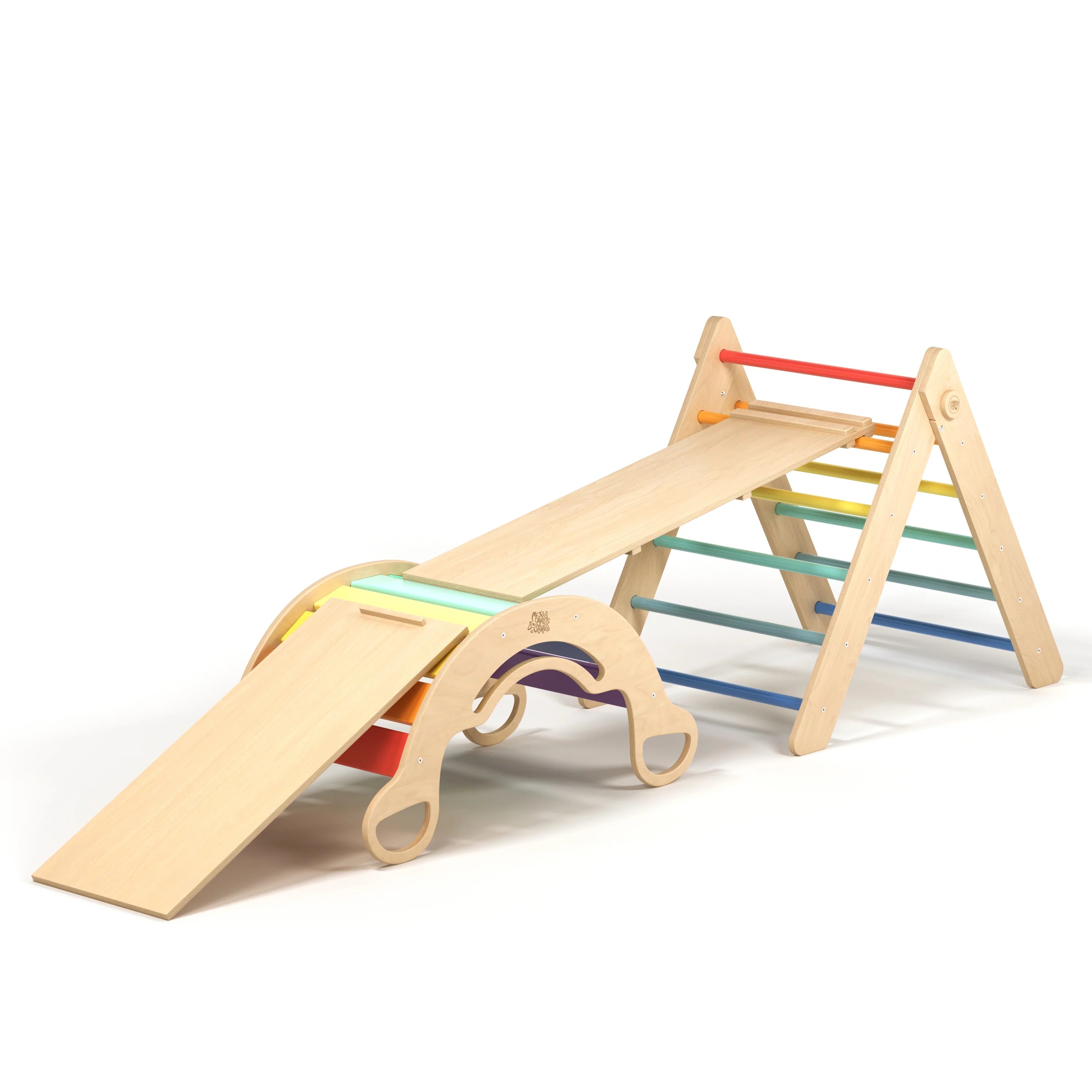 BusyKids - Ensemble (grand) Triangle Pikler + 2 Planches à Double Face + Bascule d'Équilibre Couleur Arc-en-ciel - Bois Natura - 12 à 18 mois  BusyKids BusyKids - Ensemble (grand) Triangle Pikler + 2 Planches à Double Face + Bascule d'Équilibre Couleur Arc-en-ciel - Bois Natura - 12 à 18 mois myplayground