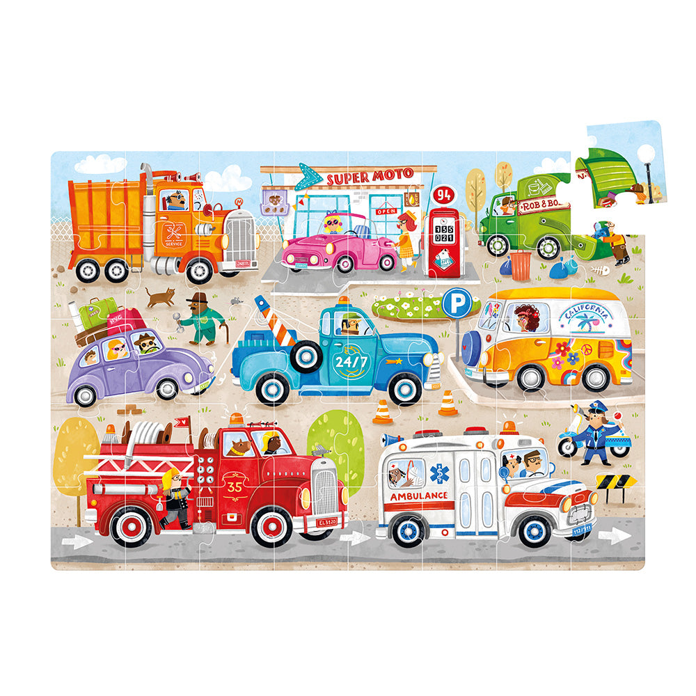 Puzzle Géant Voitures et Motos - Banana Panda  Banana Panda Puzzle Géant Voitures et Motos - Banana Panda myplayground
