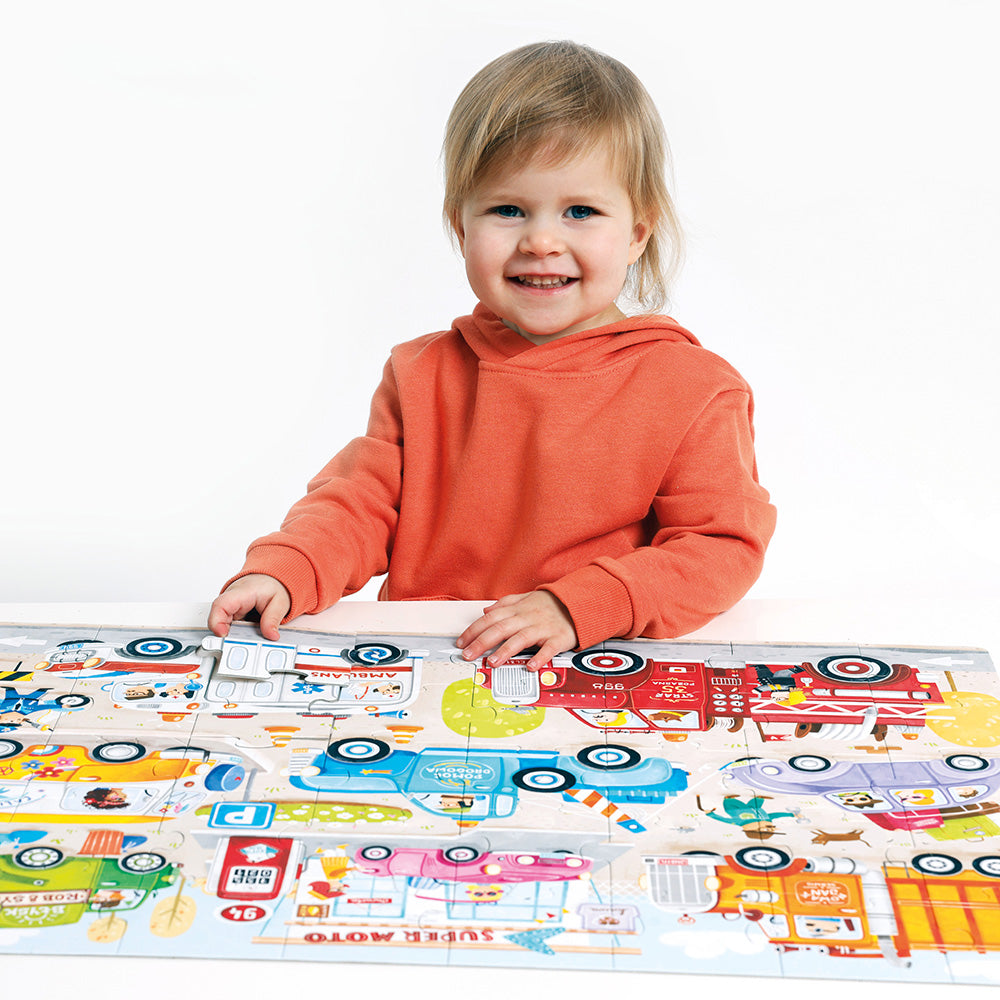 Puzzle Géant Voitures et Motos - Banana Panda  Banana Panda Puzzle Géant Voitures et Motos - Banana Panda myplayground