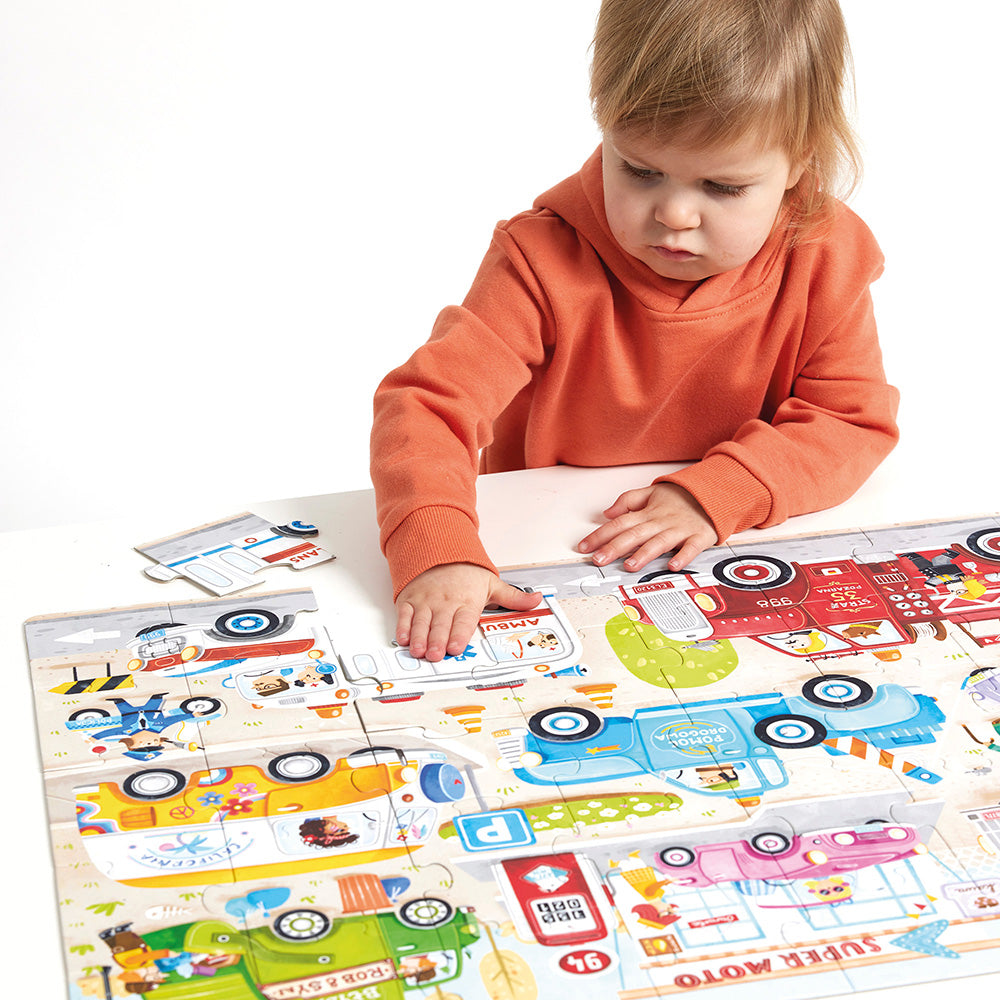 Puzzle Géant Voitures et Motos - Banana Panda  Banana Panda Puzzle Géant Voitures et Motos - Banana Panda myplayground