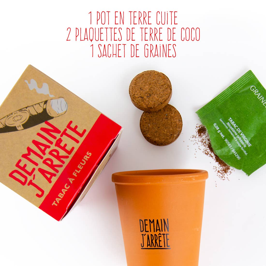 Kit message Demain j'arrête - Tabac de Virginie - Kit créatif de jardinage  Radis Et Capucine Kit message Demain j'arrête - Tabac de Virginie - Kit créatif de jardinage myplayground