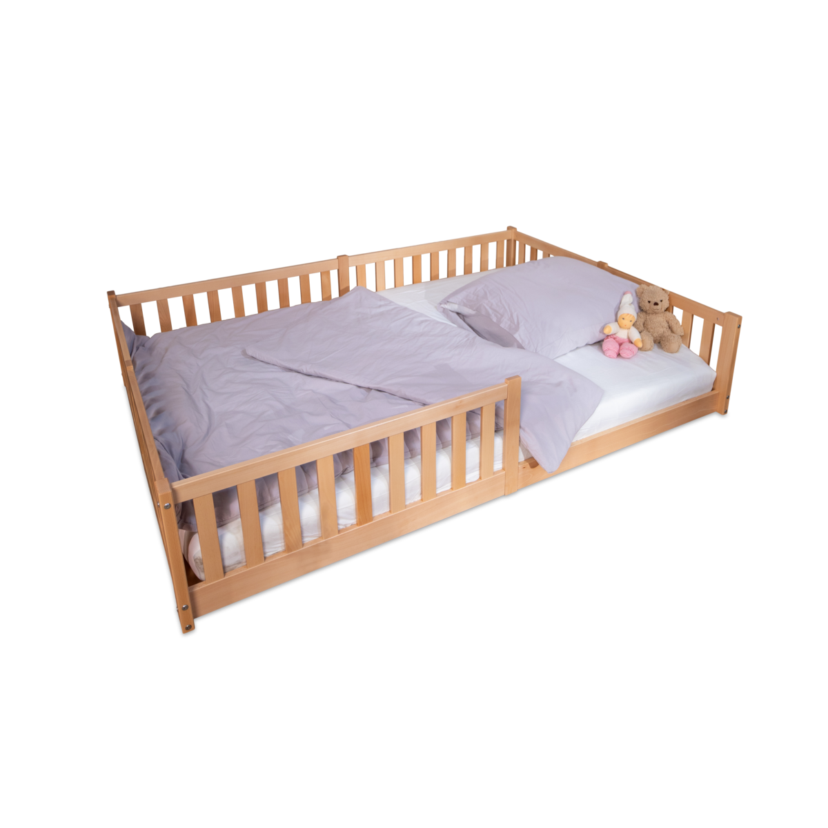 Lit cabane au sol Enno 140x200 cm, hêtre naturel – tiSsi – vue 2