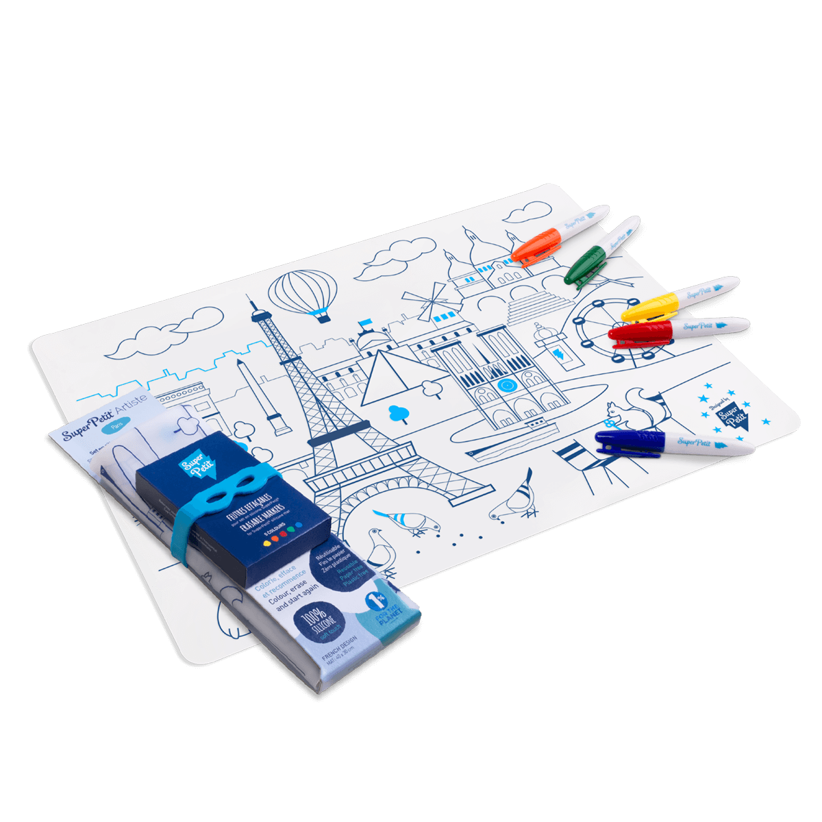 Jeu éducatif: Set de table en silicone PARIS - Réutilisable  SuperPetit Jeu éducatif: Set de table en silicone PARIS - Réutilisable myplayground