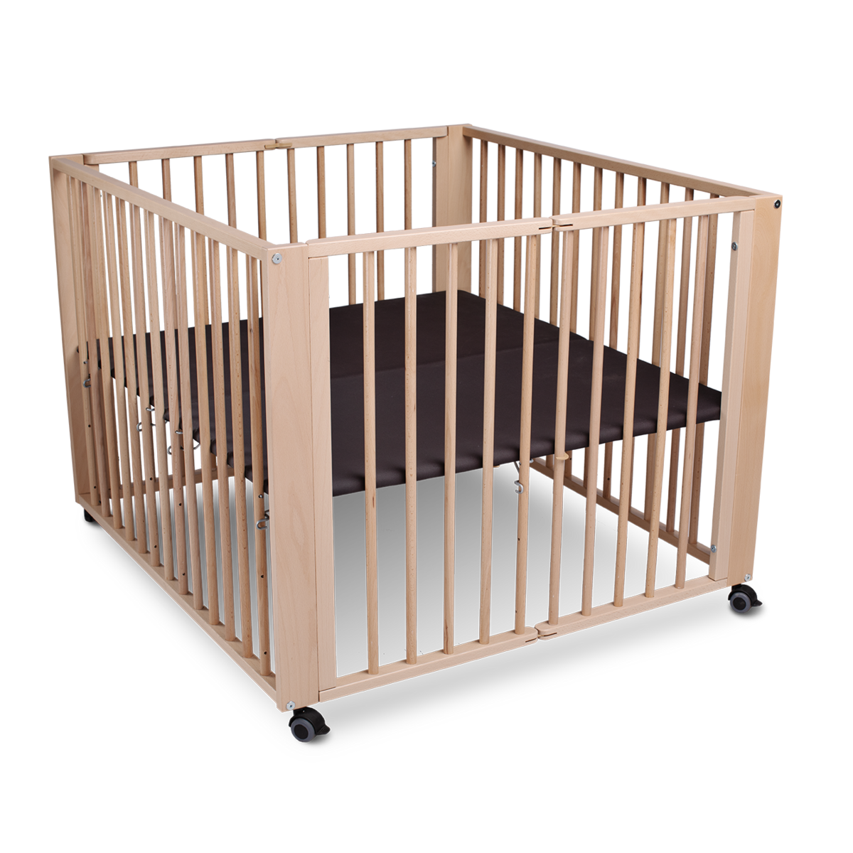 Parc bébé pliable Moritz en hêtre naturel, 89x85 cm – tiSsi – vue 8