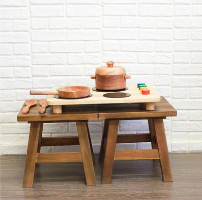 Ensemble de casseroles et poêles en acajou QToys