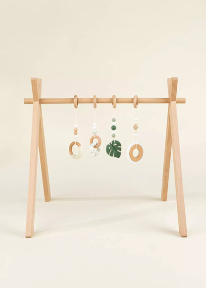 Ensemble de hochets à suspendre en bois et en silicone pour Play Arch (4)