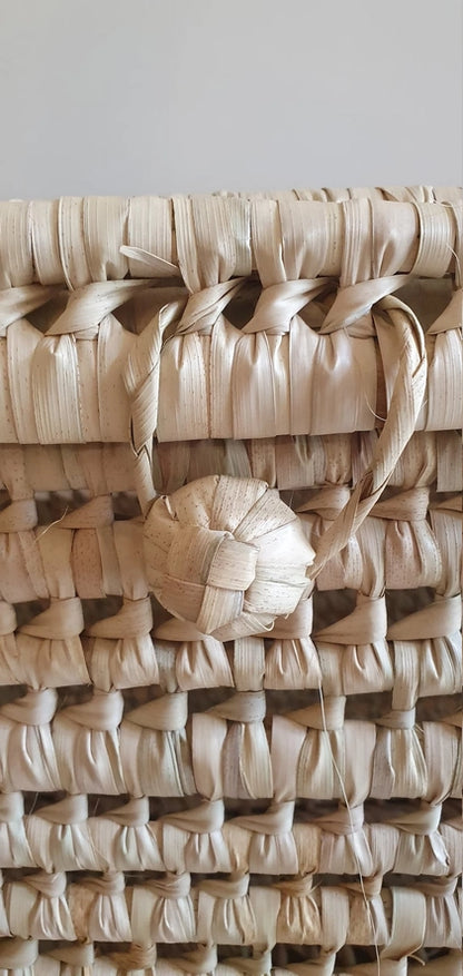 Coffre de Rangement en Osier - Feuille de Palmier - Melecraft