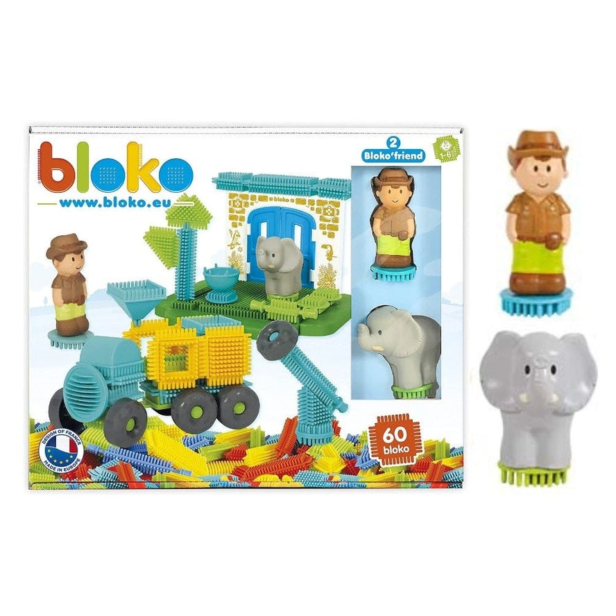Coffret 60 Bloko + 2 Figurines 3D Jungle - Bloko  Bloko Coffret 60 Bloko + 2 Figurines 3D Jungle - Bloko myplayground
