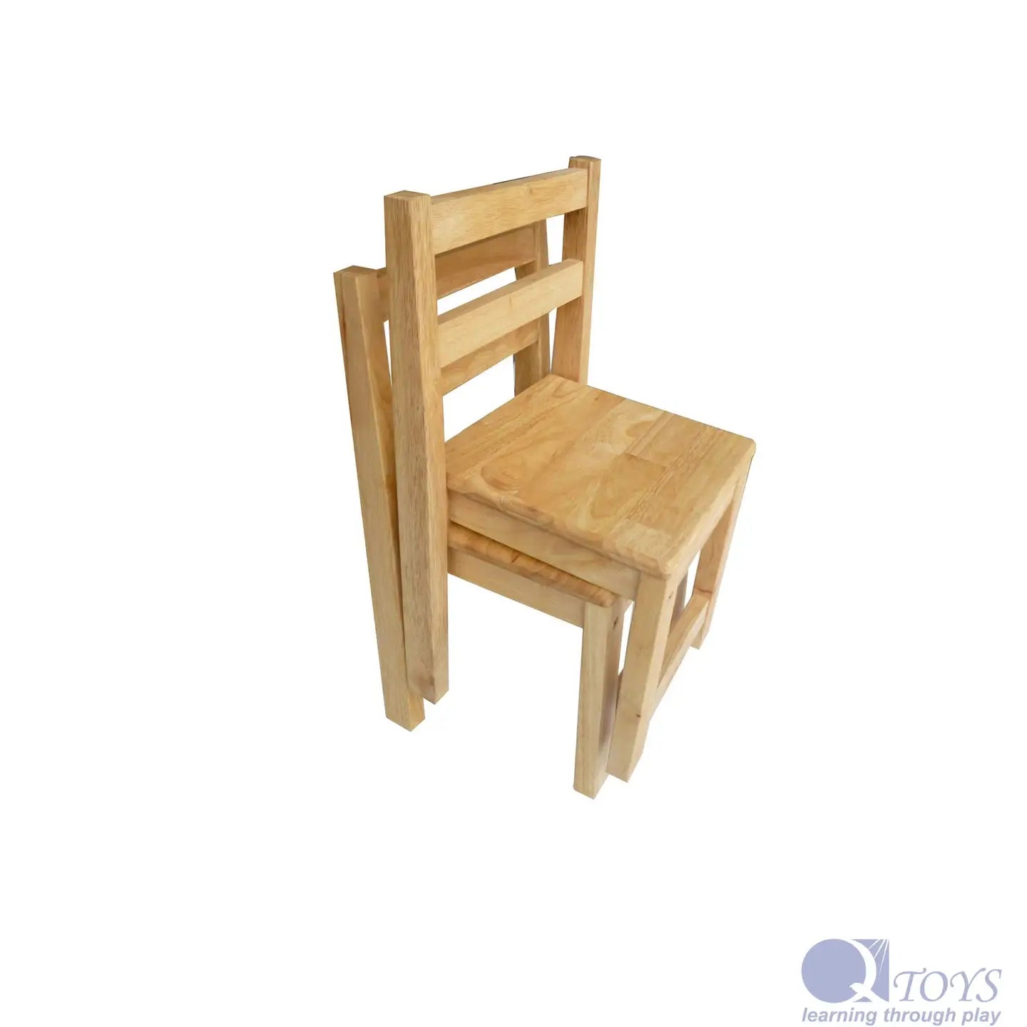 Chaises standard en bois d'hévéa - Ensemble de 2  QToys USA Chaises standard en bois d'hévéa - Ensemble de 2 myplayground