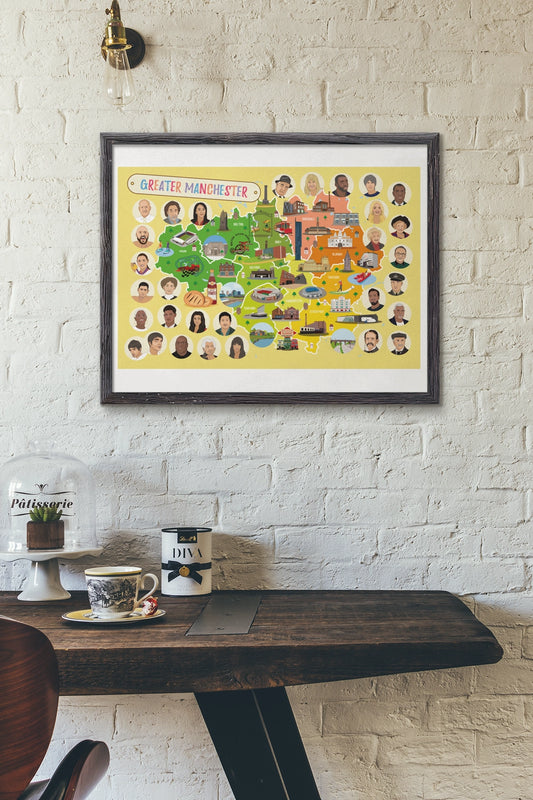 Affiche cartographique du Grand Manchester - Decoration enfant