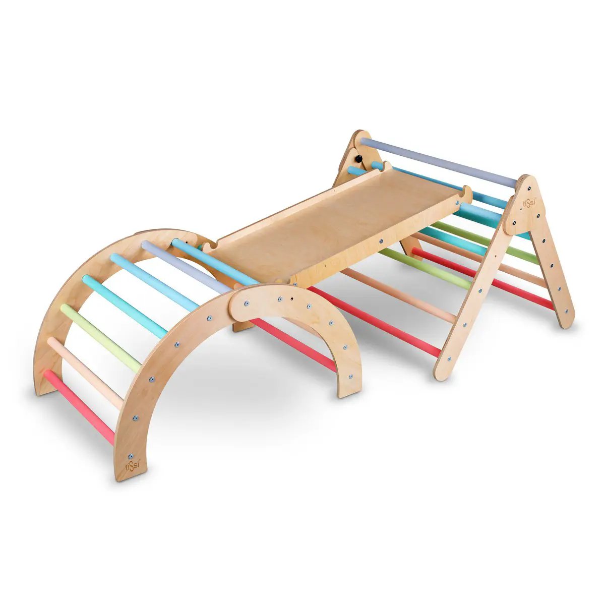 Set d'escalade : triangle de Pikler, toboggan et arche – tiSsi