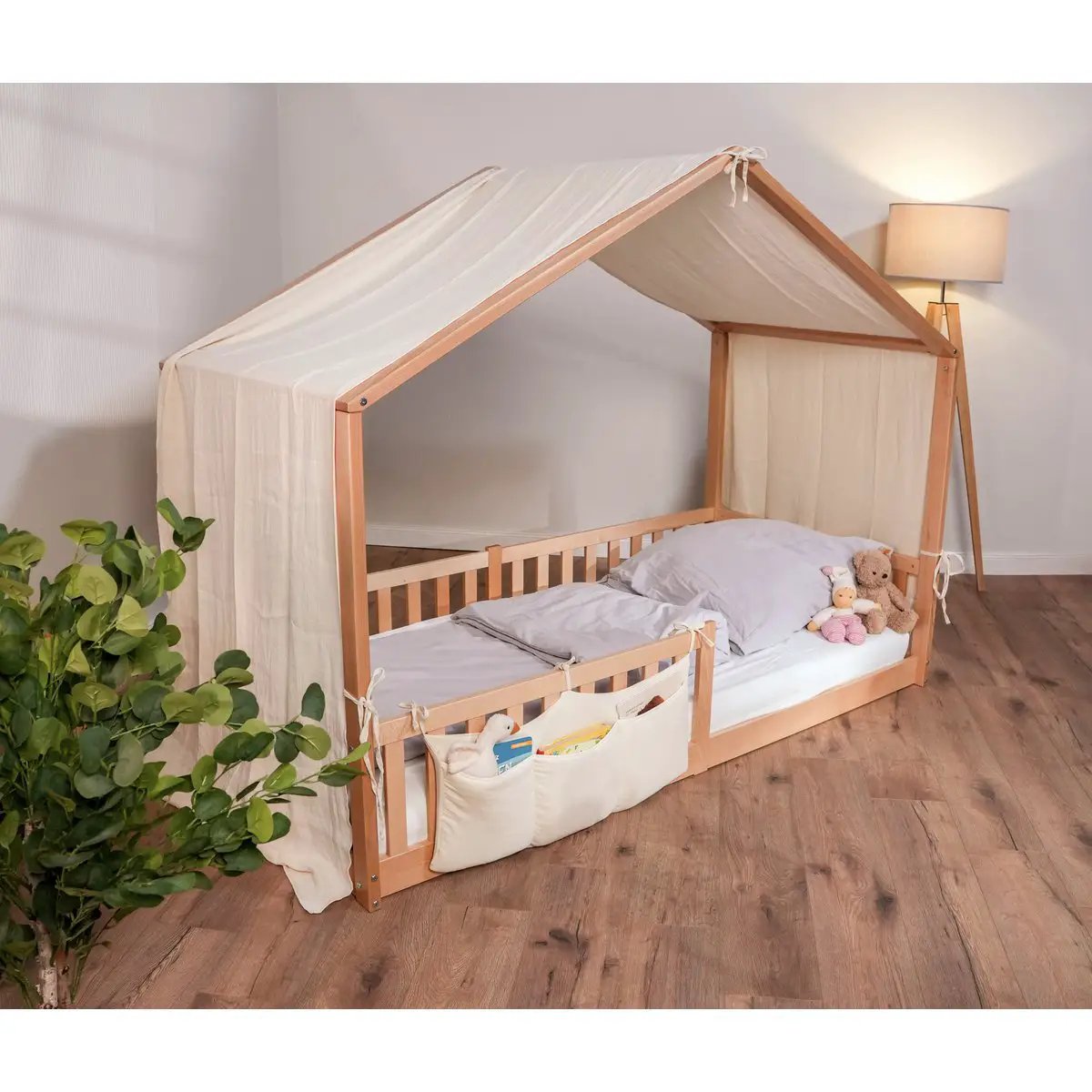 Ciel de lit en mousseline crème pour lit cabane 90x200 cm – tiSsi – vue 3