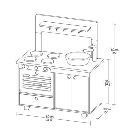Cuisine en bois bleu poussiereux - Jeu educatif pour enfant
